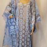 STONES READY-MADE HIGH QUALITY SENEGALESE BEAUTIFUL POWDER BLUE BUBU DRESS READY-MADE WITH INNER WEAR