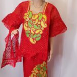CLASSIC HIGH QUALITY RED READY-MADE BLOUSE WITH WRAPPER FULLY STONES SENEGALESE