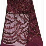 5Yard Burgundy sequin French Lace Materia