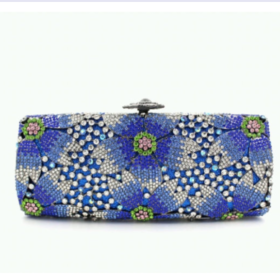 Sparkling Crytal  Blue Clutch Purse