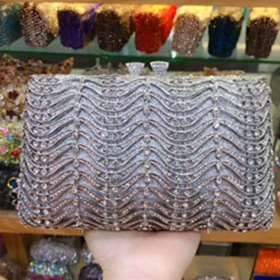 SILVER EXQUISITE CLASSIC DAZZING CRYSTAL PARTY PURSE