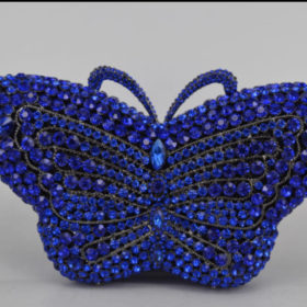 EXQUISITE CLASSIC DAZZING CRYSTAL ROYAL BLUE PARTY PURSE