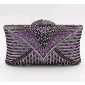 EXQUISITE CLASSIC DAZZING CRYSTAL PURPLE PARTY PURSE