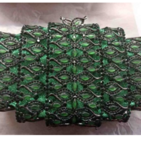 EXQUISITE CLASSIC DAZZING CRYSTAL GREEN PARTY PURSE