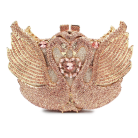 EXQUISITE CLASSIC DAZZING CRYSTAL PEACH PARTY PURSE