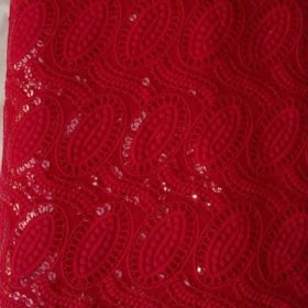 Beautiful Red Sequence Soft Lace Fabric 5 yard