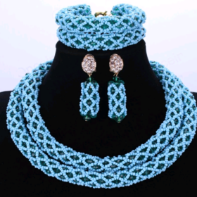 Hot New Bridal Jewelry Sets Blue Nigerian Wedding African Beads Jewelry Set