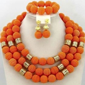 Bridal Jewelry Set New Orange Wedding African Beads Jewelry Set