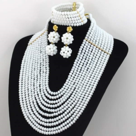 White Nigeria Wedding Beads Set