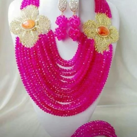 Bridal pink Beads Jewelry Set 7